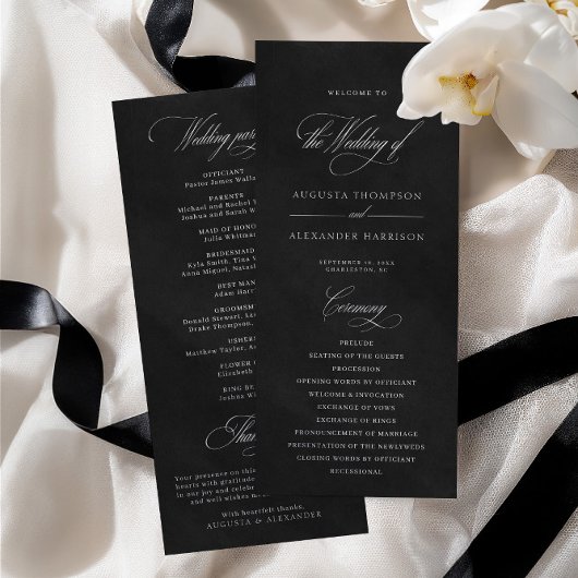 Programme de mariage en impression velours noir (p