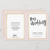 PROGRAMME DE MARIAGE en lettres brossées or cadre  (Devant / Derrière)