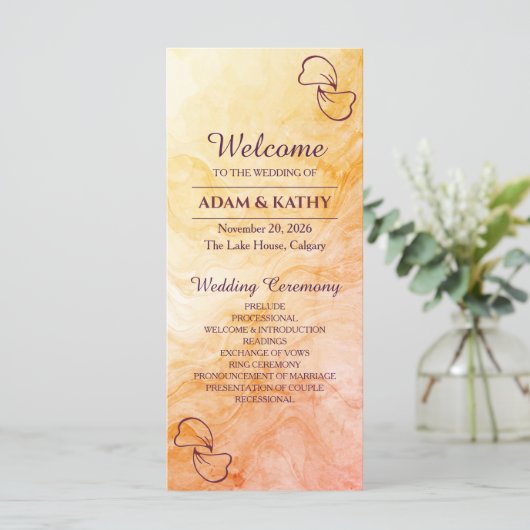 Programme de mariage en marbre automnal chaud (Debout devant)