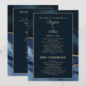Programme de mariage en marbre bleu marine pour la (Devant / Derrière)