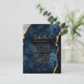 Programme de mariage en marbre bleu nuit or feuill (Debout devant)