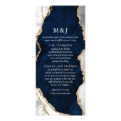 Programme de mariage en marbre Navy, blanc et agat (Devant)