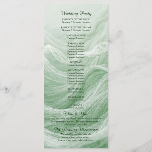 Programme de mariage en marbre vert sauge et or (Dos)
