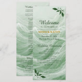 Programme de mariage en marbre vert sauge et or (Devant / Derrière)