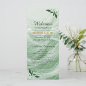 Programme de mariage en marbre vert sauge et or (Debout devant)