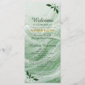 Programme de mariage en marbre vert sauge et or (Devant)