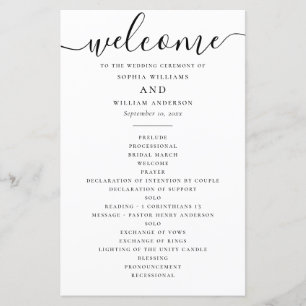 Programme de mariage en noir et blanc