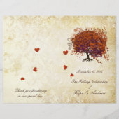 Programme de mariage en or avec arbre à feuilles e (Devant)
