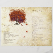 Programme de mariage en or avec arbre à feuilles e (Dos)