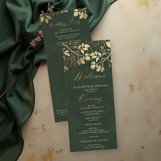 Programme de mariage en or de la forêt enchantée