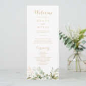 Programme de mariage en or et eucalyptus à feuilla (Debout devant)