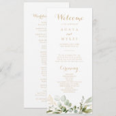 Programme de mariage en or et eucalyptus à feuilla (Devant / Derrière)