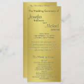 Programme de mariage en or métallique (Devant / Derrière)