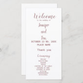 programme de mariage en or rose simple et élégant (Devant / Derrière)