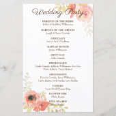 Programme de mariage en papier feuille Corail Rose (Dos)