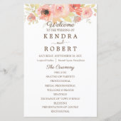 Programme de mariage en papier feuille Corail Rose (Devant)