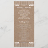 Programme de mariage en papier Kraft avec des feui (Dos)