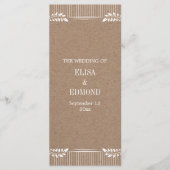 Programme de mariage en papier Kraft avec des feui (Devant)