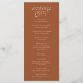 Programme de mariage en terre cuite à typographie (Dos)
