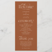 Programme de mariage en terre cuite à typographie (Devant)