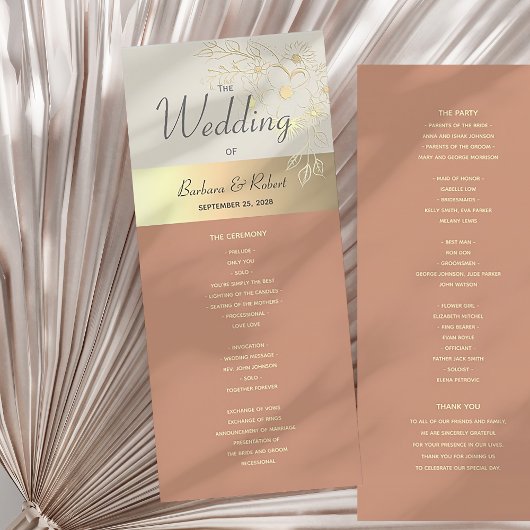 Programme de mariage en terre cuite Boho