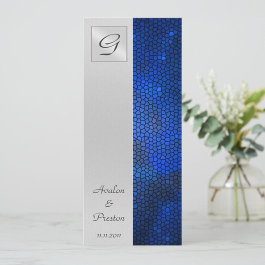 Programme de mariage en verre coloré saphir Invita (Debout devant)