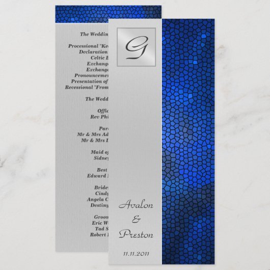 Programme de mariage en verre teinté saphir (Devant / Derrière)