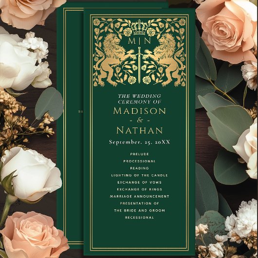 Programme de mariage épée médiévale Lion Royal Ver