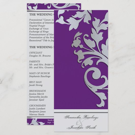 Programme de mariage - Épersion d'argent violet (Devant / Derrière)