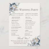 Programme de mariage et de la fête avec fleurs ble (Dos)