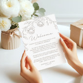 Programme de mariage et lettre d'accueil sépia vin