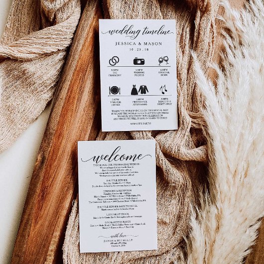 Programme de mariage et lettre de bienvenue