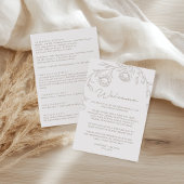 Programme de mariage et lettre de bienvenue sépia