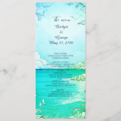 programme de mariage et menu ambiance côtière bleu (Devant)