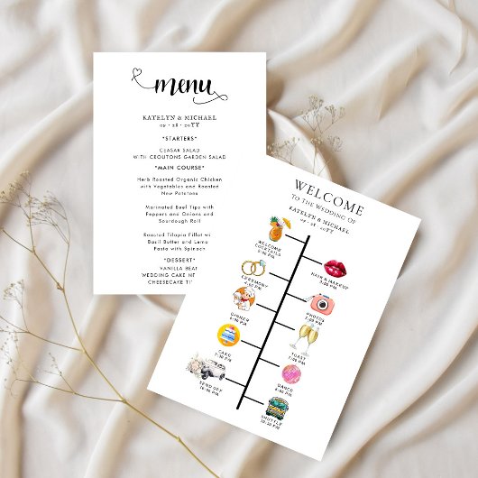 Programme de mariage et menu de mariage