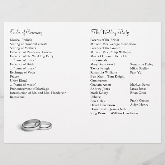 Programme de mariage éternel (Dos)
