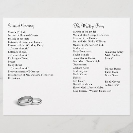 Programme de mariage éternel (Dos)