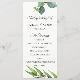 Programme de Mariage Eucalyptus Chic Moderne