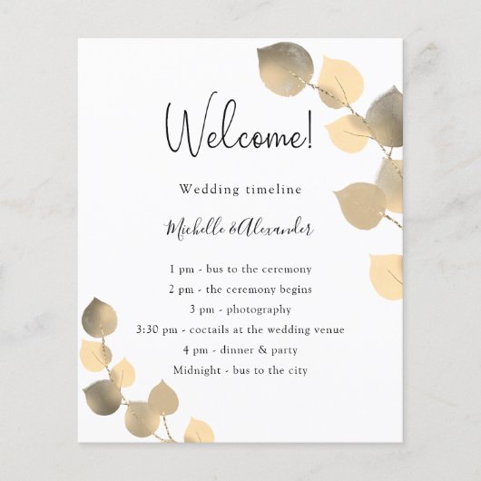 Programme de mariage Eucalyptus doré (Devant)