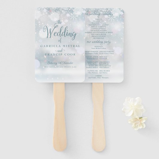 Programme de mariage éventail à main pour les prem (Devant et derrière)