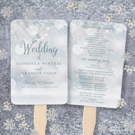 Programme de mariage éventail à main pour les prem