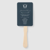 Programme de mariage éventail bleu marine Monogram (Devant)