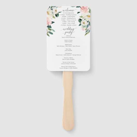 Programme de mariage éventail de fleurs Blushing B (Dos)