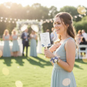 Programme de mariage éventail en tulipes bleues de