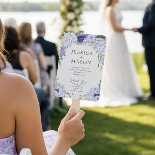 Programme de mariage éventail Hydrangea Bleu
