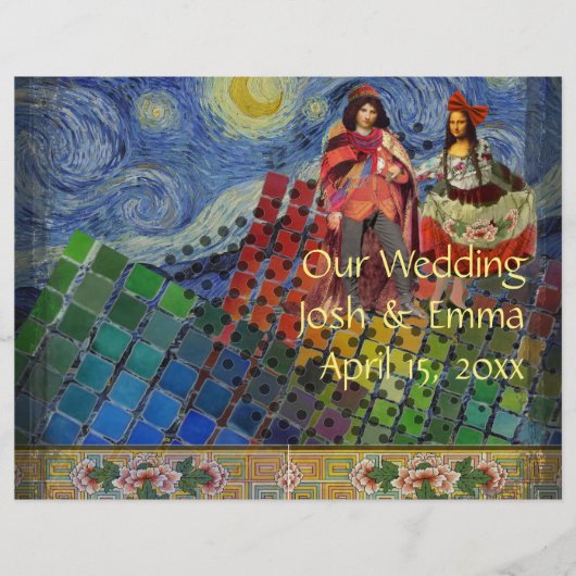 Programme de mariage fantaisiste amusant couleur v (Devant)