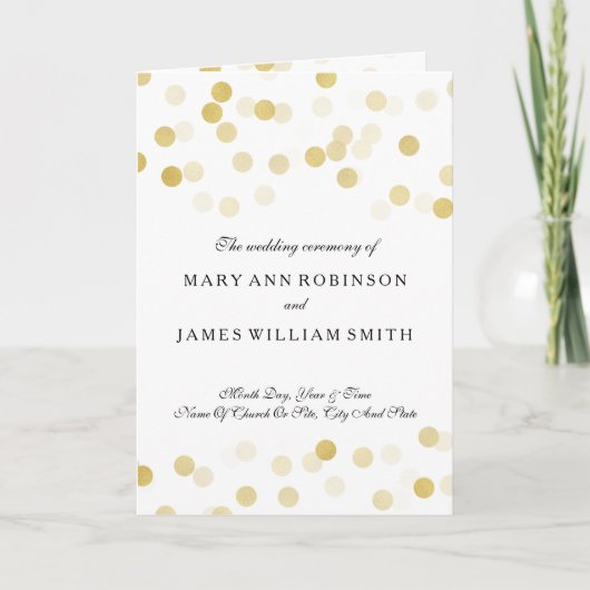 Programme de mariage Faux Gold Foil Parties scinti (Devant)
