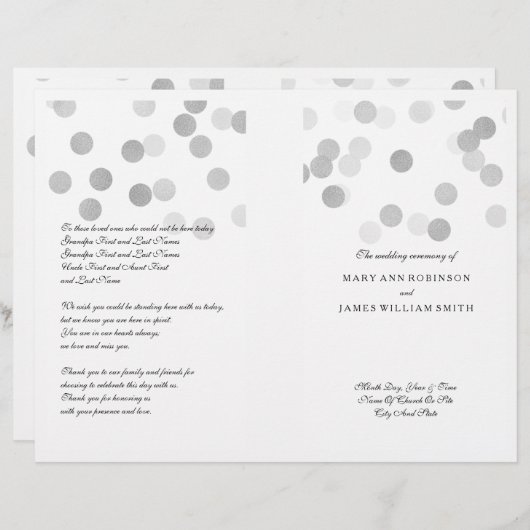 Programme de mariage Faux Parties scintillant à hu (Devant / Derrière)