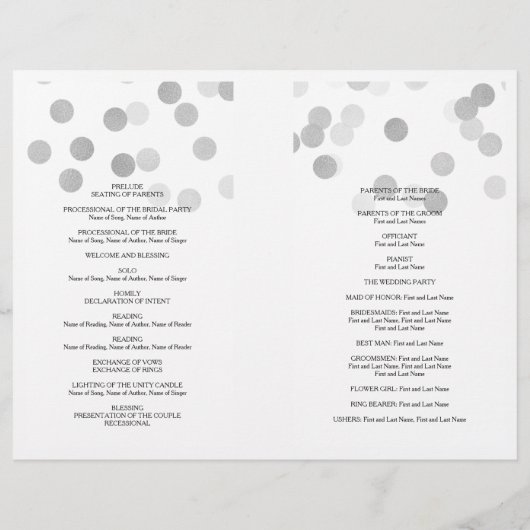 Programme de mariage Faux Parties scintillant à hu (Dos)