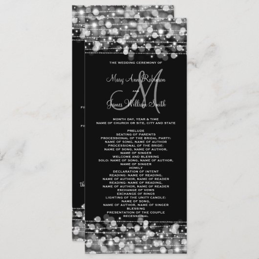 Programme de mariage Fête Étincelles Argent (Devant / Derrière)